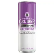 Vodka Cruiser Sugar Free Mixed Berry, Refreshing Flavoured Pre-Mixed Vodka Drink, 4.6% ABV, 275mL (Case of 24 Cans)
