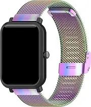 [Turnwin] intended for LIGE Smart Watch Metal Mesh Wristband - Stainless Steel No Tools Needed Adjustable Clasp Men Women Strap intended for LIGE Smartwatch (20mm, Multicolor)