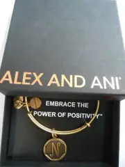 Alex and Ani INITIAL N Expandable Wire Bracelet Rafaelian Gold NWTBC
