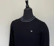 New ETRO Men's Sweater XXL size Crew Neck Pullover Black Wool Knit Jumper