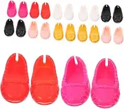 JOINPAYA Tiny Doll Shoes 12 Pack of Miniature Plastic Shoes Stylish Flat Footwear for 17cm Dolls Assorted Colors