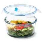 1.6L Glass Food Storage Containers, Round Meal Prep Containers, Glass Bowls W...