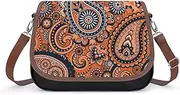 [Pt'amour] Printed Leather Crossbody Bags Women Messenger Bags Designer Satchels with Adjustable Strap Spiral Paisley