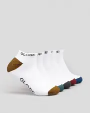 [Globe] Globe Men's Ingles Ankle Socks 5 Pack in White One Size White