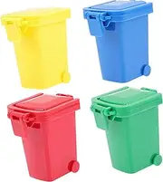 JOINPAYA Toy Garbage Cans Set of 4 Mini Size Push and Roll Design Boys and Girls' Sorting Game Safe Plastic Material for Toddlers