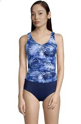 NWT Lands End Adjustable Cinch V-Neck Underwire Tankini Top Size 16W