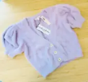 For Love & Lemons Devon By Victoria Secret Fuzzy Cropped Cardigan Lavender M