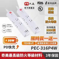 在飛比找蝦皮商城優惠-PX大通 PEC-316P4W 台灣製造 1切6座4尺 TY