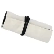 Handmade 24 Slots Roll Up Pencil Case, Canvas Pencil Wrap Pouch White/Black