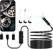 VEVOR Endoscope Camera with Light, 1920P HD Borescope for Android & iOS, 8 LED Lights Inspection Camera with 5m Semi-Rigid Cable, 2X Zoom, IP67 Waterproof Snake Scope for Auto, Plumbing