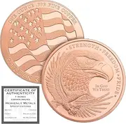 American Bald Eagle - 1 oz .999 Pure Copper Round Challenge Coin in Protective Capsule