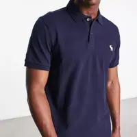 在飛比找PChome24h購物優惠-A&F 熱銷刺繡麋鹿短袖Polo衫(無吊牌)-深藍色