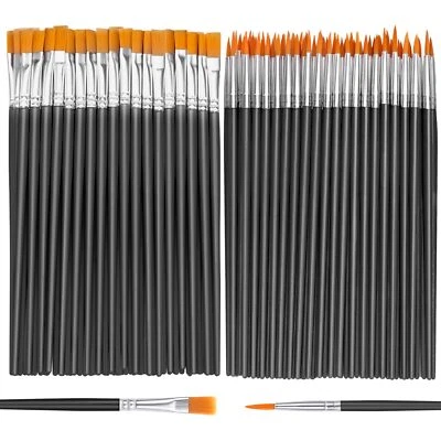 Small Paint Brushes Bulk110 Pcs Nylon Hair Paint Brushes with Flat and Round ...
