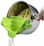 Kitchen Gizmo Snap N Strain Adjustable Silicone Clip On Strainer for Pots