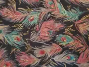 WTW FABRIC METALLIC FEATHERS WINDSOR BIRDS PEACOCK HOFFMAN BTY QUILT