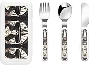 Magic Witch Witchcraft Bohemian 3 Piece Set For Camping Stainless Steel Flatware, Spoon, Fork, Knife, Ideal For Outdoor