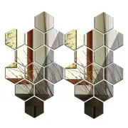 24Pcs Mirror Hexagon Removable Wall Stickers Art DIY Home Decor -Gold