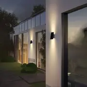 Outway LED Wall Light Up Down Solar Outdoor Modern Lights Lamp Waterproof Black