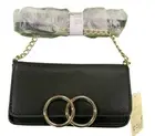 Linea Pelle LP Mini Vegan Leather Gold Chain Strap Crossbody Bag Black NEW ew11