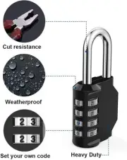 Combination Lock Resettable 4 Digit Padlock with Combination,