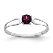 Solid 14k White Gold 4mm Rhodolite Simulated Garnet Ring