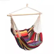 Portable Hanging Hammock Chair Swing Garden Outdoor Camping Soft with 2xCushions Red