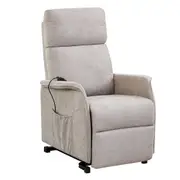 Power Lift Recliner Chair Fabric Sofa Remote Control Padded Seat Beige