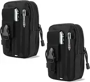 Tactical Molle Pouch EDC Utility Gadget Belt Waist Bag Pocket Organizer with Cell Phone Holster Holder for iPhone Xs Max/XR/Xs/X 8/8 Plus Samsung Galaxy S10 S9 S8 Pixel LG HTC and More (Black)