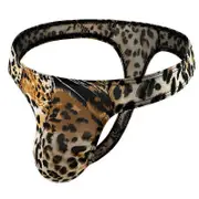 Men's Leopard Print Thong G-String Underwear Tiger head gold M