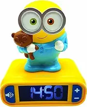 LEXIBOOK RL800DES Digital Alarm Night Light-Snooze Function-Minions Sound Effects-for Children/Kids-Luminous Clock with Bob, Yellow/Blue