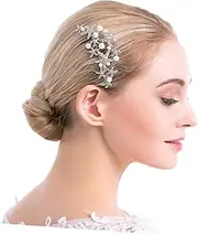 OSOLADY Silver Alloy Rhinestone Sea Star Hair Comb with Artificial Pearls Elegant Wedding Hair Accessory for Brides and Bridesmaids Stunning Photo Prop for Special Occasions