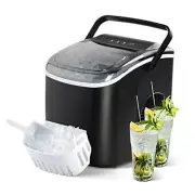 Portable Ice Maker for Countertop, 9 Ice Cubes Ready in 6 Mins, 26lbs Black