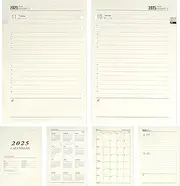 2025 Weekly Planner A5 Insert With 6 Holes, 176 Pages Calendar, 139 x 206 mm Refill Paper for Planner, Diaries, DIY Projects