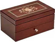 [Mele & Co. Since 1912] Wood with Walnut Finish Brynn Jewelry Box with Florentine Marquetry Motif by Mele & Co.
