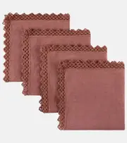 [Once Milano] Once Milano Set of 4 macramé linen napkins One Size pink