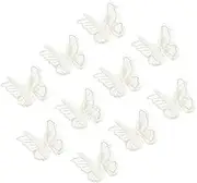 uxcell 10Pcs Butterfly Appliques Embellishments, 2 inches Double Layer Lace Organza Butterfly Patches Sew On Appliques for Wedding Bride Dress Clothes Hat Curtain, Beige