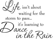 Life Isnt About Waiting for the Storm To Pass Its Learning To Dance In The Rain Vinyl Wall Decal Inspirational Quotes
