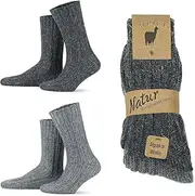 [MEBY] 2 Pairs Alpaca Socks Warm Thermal Socks Thick Fluffy Winter Socks Pre-washed Alpaca Wool Hiking Socks