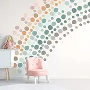Epakh 296 Pcs Polka Dots Wall Decal Playroom Wall Decor Gifts Boho Rainbow Kids Wall Art Colorful Room Nursery Bedroom Classroom Watercolor Wall Decals Peel and Stick Modern(Light Colors)