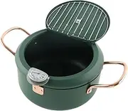 BEBEMOKO 1Pc Japanese Style Mini Tempura Fryer Deep Fryer Pot with Non Stick Coating for Healthy Cooking for Frying Shrimp French Fries and More