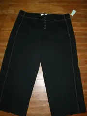 Anthropologie Plus+Black Button Front Cropped Capri Pants Size 16W