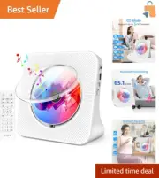 Compact Bluetooth CD Player with Remote Control and Crystal Clear Surround Sound