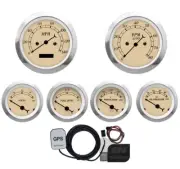 MOTOR METER RACING Classic Beige 6 Gauge Set 85mm GPS Speedometer MPH °F PSI