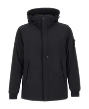 Compass-patch padded hooded jacket S black