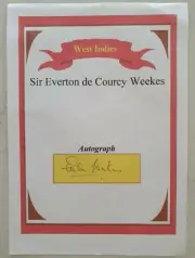 SIR EVERTON WEEKES QUALITY SIGNED A4 SPECIAL AUTOGRAPH PAGE WEST INDIES CRICKET