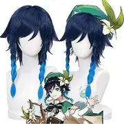 Wigs Genshin Venti Gradient Long Hair Wigs Cosplay Party Full Head Wigs Gifts