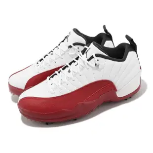 【NIKE 耐吉】高爾夫球鞋 Air Jordan XII Low 男鞋 白 紅 可拆式鞋釘 CHERRY AJ12(DH4120-161)