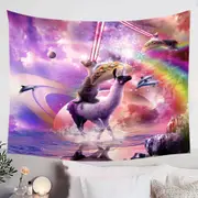 Space Cat on Llama Unicorn Eating Taco Cool Art Tapestry