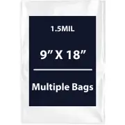 1.5Mil 9" X 18" | LDPE Clear Flat Poly Bags, Flexible & Durable | Multiple Bags