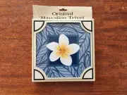 Original Hawaiian Plumeria Ceramic Tile Trivet Gifts Hawaii Tiki Bar NEW!